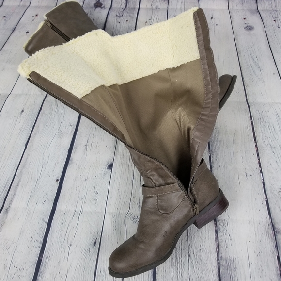 G BY GUESS | sherpa tall heeled side zip boot - Picture 8 of 12